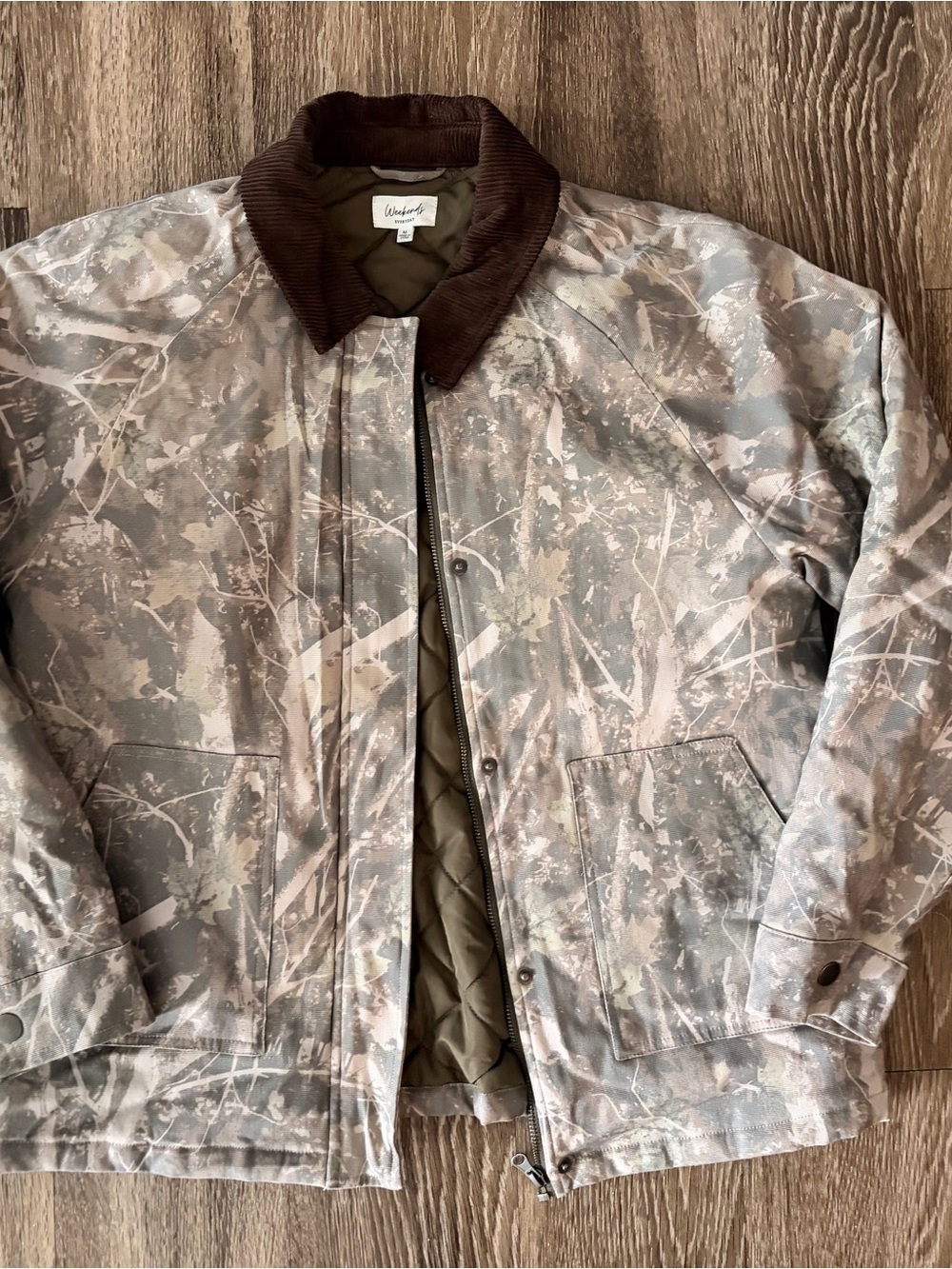 Weekend Women’s Camouflage Work Jacket with Brown Corduroy Collar